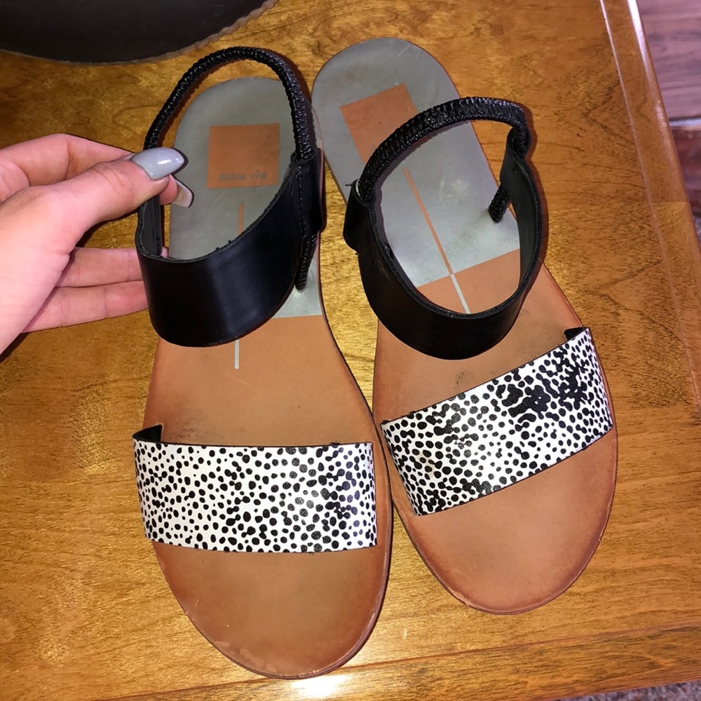 Sandals! Black and polka dot